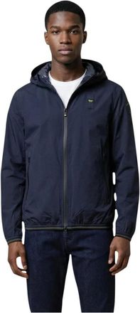 Blauer Blazer met capuchon met rits en voorzakken - Heren - Winterjassen - Blauw - S - Jassen