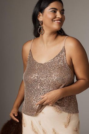 Blue Tassel Plus Sequin Swing Tank Top