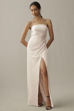 BHLDN Danielle Strapless Side-Slit Stretch Satin Maxi Dress