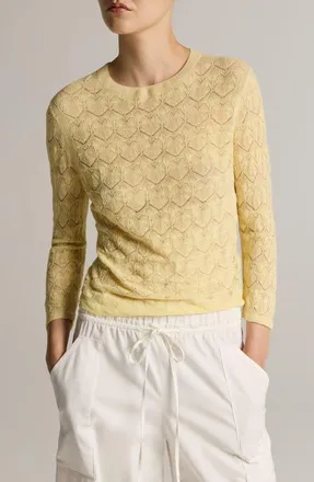 Vince Long Sleeve Cotton Lace Top in Dandelion at Nordstrom, Size X-Small