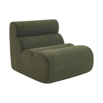 Sweeek Sill&oacute;n envasado al vac&iacute;o modular de borreguito texturizado, verde kaki