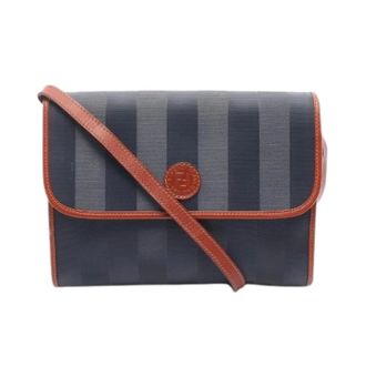Fendi Pre-owned Pequin Coated Canvas Shoulder Bag - Dames - Pre-owned - Blauw - Maat: ONE Size Leer