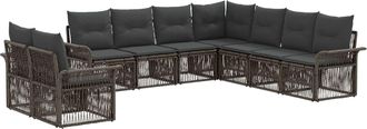 vidaXL Conjunto De Sof&aacute;s De Jard&iacute;n 9 Uds. Gris Rat&aacute;n Sint&eacute;tico Vidaxl
