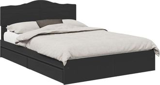 vidaXL Storage Bed with Headboard Black 150 x 200 cm Engineered Wood vidaXL