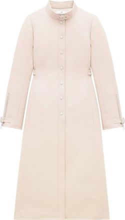 Courrèges buckle twill long coat - women - Polyester/Cupro - 40 - Neutrals