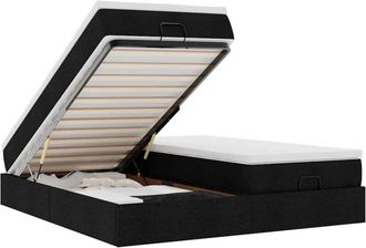 vidaXL Estructura De Cama Otomana Con Colchones Tela Negra 160x200 Cm Vidaxl