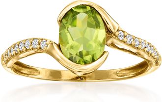 Ross-Simons Peridot Ring With. Lab-Grown Diamonds in 14kt Yellow Gold