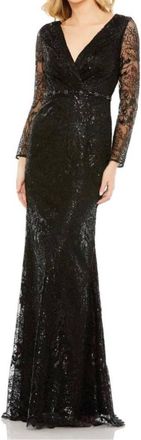 Mac Duggal Sequin Lace Mermaid Gown In Black