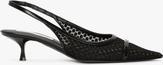 Victoria Beckham Mesh Slingback Kitten Heel In Black 36