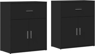 vidaXL Sideboards 2 pcs Black 60x31x70 cm Engineered Wood Vidaxl