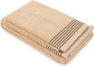 KASANOVA Set asciugamano viso e ospite cotone righe beige