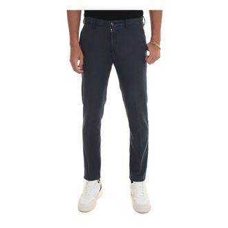 Corneliani Broeken, Heren, Blauw, 2Xl, Katoen, Slim Fit Stone Washed Chino Broek