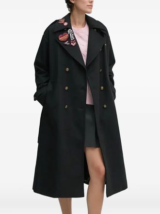 Aeronautica patch-embellished belted coat - women - Polyester/Fabric/Nylon/Wool - 40 - Black