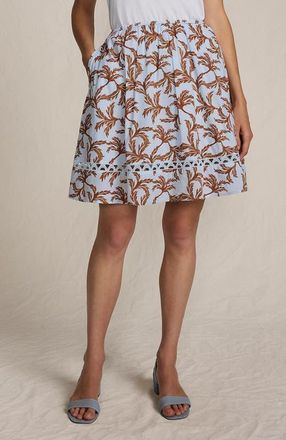 Lands End Voile Ladder Trim Mini Skirt in Soft Ice Blue Leaves at Nordstrom, Size X-Small