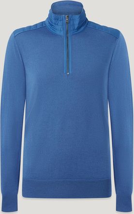 Belstaff Kilmington Quarter Zip Jumper Mens Merino Wool Marine Blue Size 2XL