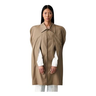 Maison Margiela Jassen, Dames, Beige, S, Katoen, Single-Breasted Coat