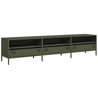 vidaXL Mueble Tv Acero Laminado En Fr&iacute;o Verde Oliva 202x39x43,5 Cm Vidaxl