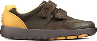 Clarks Boys Casual Shoes Rex Quest K - Khaki Combi Leather - UK Size 10F - EU Size 28 - US Size 10.5M