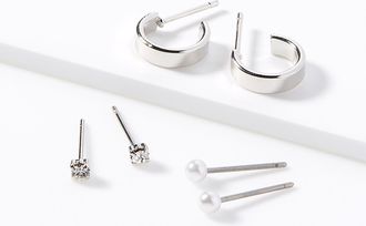 Simons Womens Mini hoop earrings Set of 3