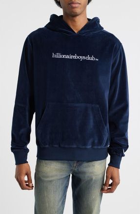 Billionaire Boys Club BB Mission Logo Embroidered Velour Hoodie in Navy Blazer at Nordstrom, Size X-Large