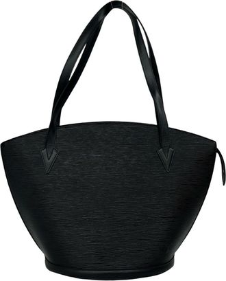 Louis Vuitton Black Leather Shoulder Bag Tote Bag (Pre-Owned)