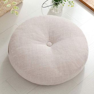 OEM Coj&iacute;n Redondo De Lino Grueso Para Suelo, Estilo Tatami Japon&eacute;s, Ideal Para Patio, Sof&aacute;, Balc&oacute;n O Silla, Color Blanco Lechoso, 40x40 Cm