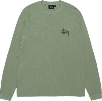 St&uuml;ssy Wafel T-shirt met logodetail - Groen