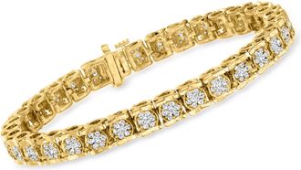 Ross-Simons Diamond Tennis Bracelet in 18kt Gold Over Sterling