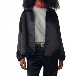 The Great. Satin Coaches Jacket In Black