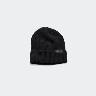 Canada Goose Wordmark Rib Toque (Unisex, Black, ONESIZE)