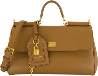 Dolce & Gabbana My Sicily Leren Handtas - Dames - Handtassen - Bruin - ONE Size - Katoen - Tassen