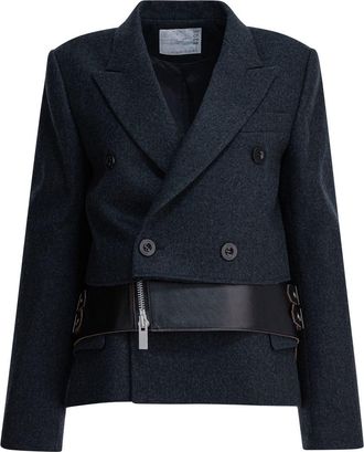 sacai Wool And Leather Coat