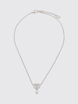 Gucci Collana girocollo in ottone con perle sintetiche e logo GG di strass