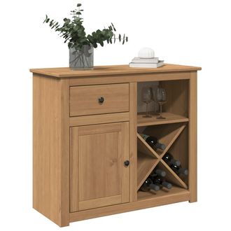 Berkfield Home Sideboard with Drawer Panama 93x40x80 cm Solid Wood Pine in Brown | Size: 93 x 40 x 80 cm
