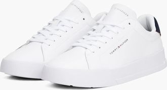 Tommy Hilfiger Mens Tommy Hilfiger Court Leather Detailed Mens Trainer - White/Desert Sky - Size: 10.5
