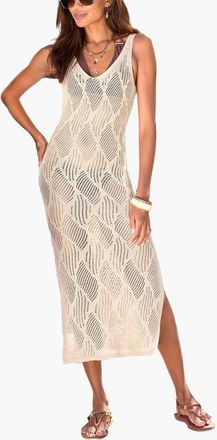 Lascana Womens Crochet Midi Dress Cover Up in Beige Gold at Nordstrom, Size 14