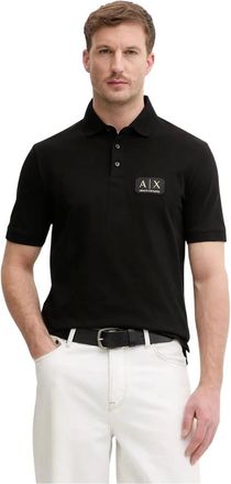 A|X Armani Exchange Tops, Heren, Zwart, M, Katoen, Klassiek Pique Poloshirt