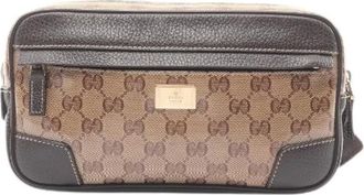Gucci Pre-owned Belt Bags, male, Brown, Size: ONE SIZE Pre-owned GG Crystal PVC Coated Canvas Leather Waist Bag