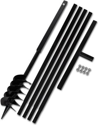 vidaXL Taladro De Tierra Con Mango 120 Mm Con Tubo De Extensi&oacute;n 5 M Acero Vidaxl