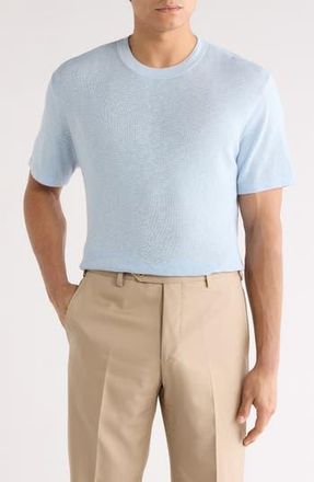 Nordstrom Short Sleeve Cotton & Linen Blend Sweater in Blue Skyway at Nordstrom Rack, Size Xx-Large