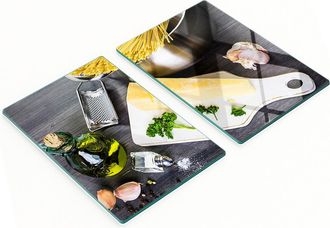 OEM Set Di Due Taglieri In Vetro Per Pasta E Aglio, 2x40x52 Cm
