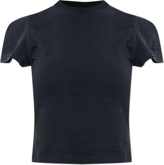 VETEMENTS Short T-shirt met Geborduurd Logo - Dames - T-shirts - Zwart - XS - Katoen - Tops