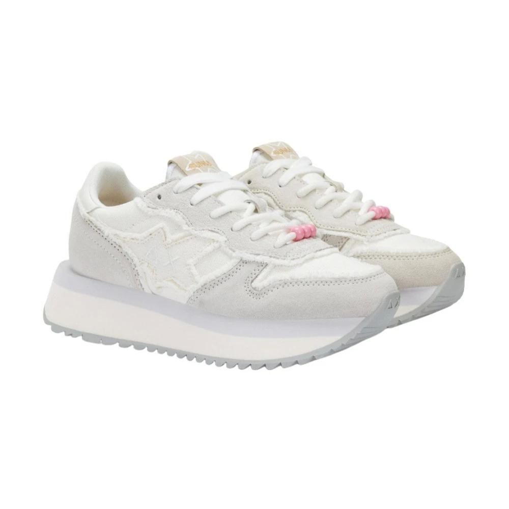 Baskets Sun68 Cuir Blanc Et Orange - Taille UK 7 - Neuf Dans Sa Boîte D'origine - Pour Homme