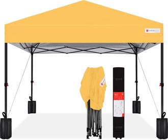 Best Choice Products 8x8ft Easy Setup Pop Up Canopy w/ 1-Button Setup, Wheeled Case, 4 Weight Bags