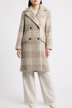 Fleurette Bailey Plaid Alpaca & Wool Blend Coat in Taupe Plaid at Nordstrom Rack, Size 16