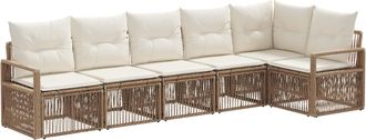 vidaXL Conjunto De Sof&aacute;s De Jard&iacute;n 6 Uds. Beige Rat&aacute;n Sint&eacute;tico Vidaxl