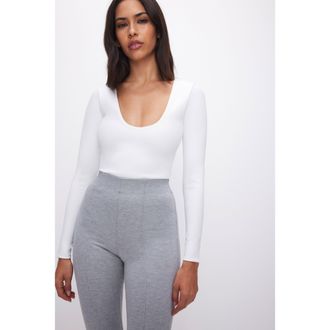 Good American Womens Sculpting Scoop Neck Bodysuit | White, Size Medium | Good American by Khlo&Egrave; Kardashian