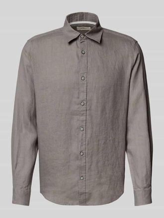 s.Oliver Red Label Regular Fit Leinenhemd mit Sportmanschetten in Mittelgrau, Gr&ouml;&szlig;e XXL