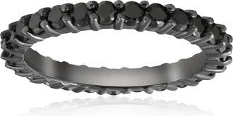 Pompeii3 1 1/2ct Treated Black Diamond Eternity Ring 14K Black Gold Size Selectable