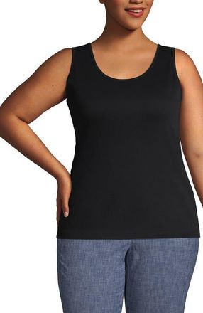 Lands End Plus Size Cotton Tank Top in Black at Nordstrom, Size 2X